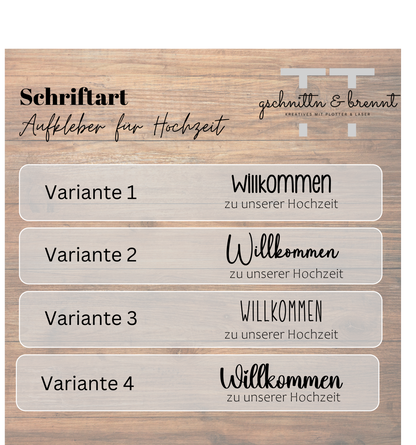 Aufkleber für Willkommensschild | Hochzeit | Vinylfolie