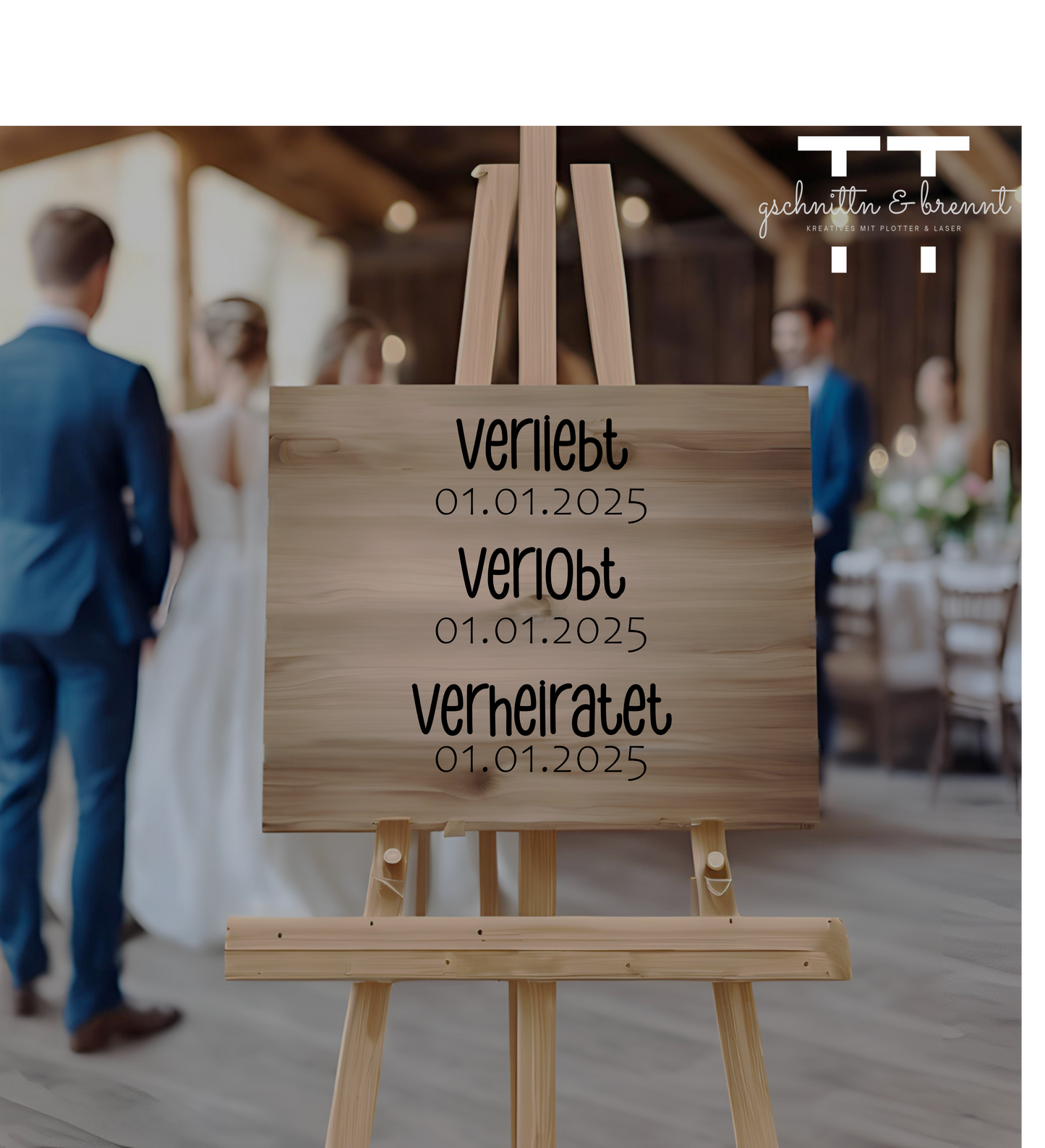 Aufkleber | Verliebt, Verlobt, Verheiratet | Deko für Hochzeit | Vinylfolie