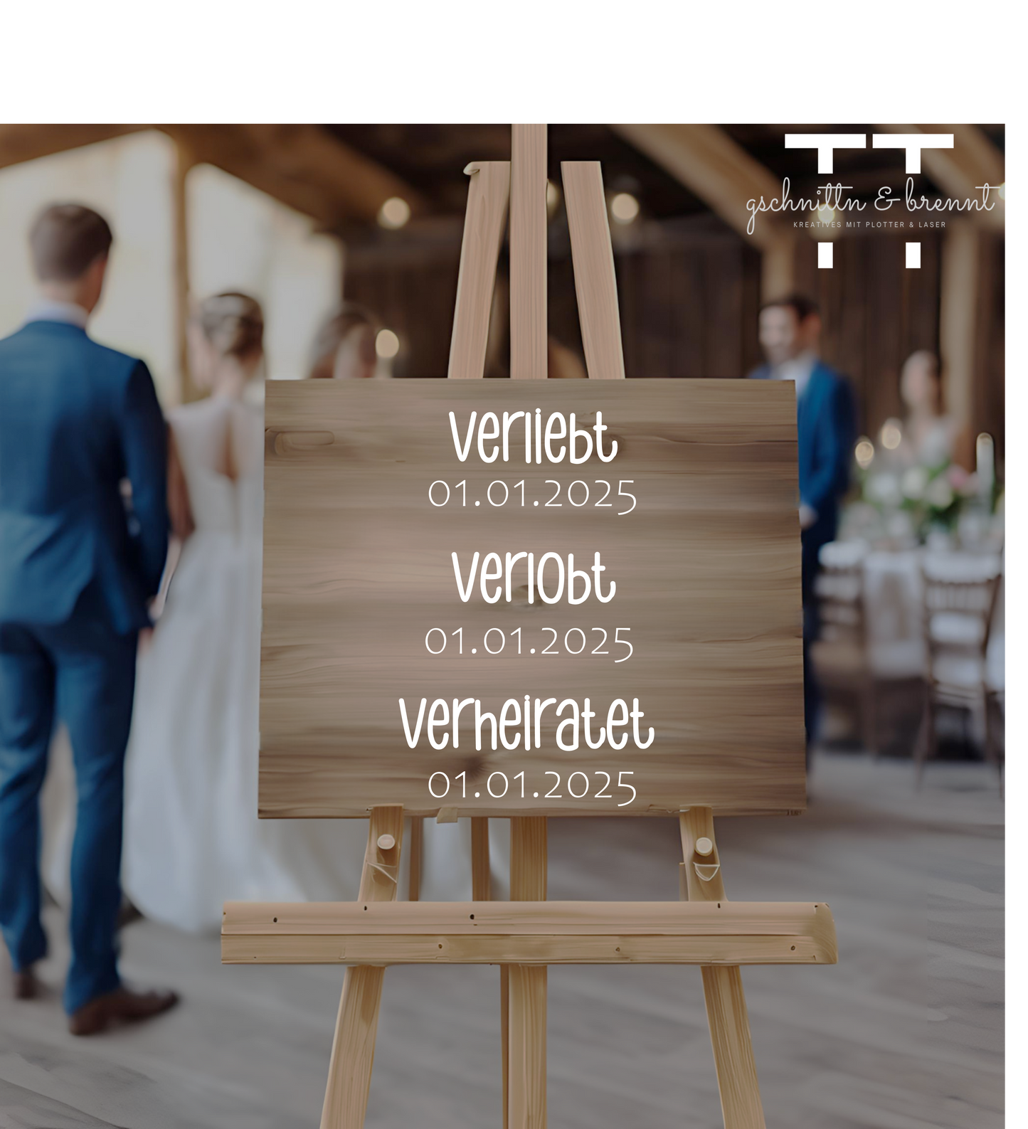 Aufkleber | Verliebt, Verlobt, Verheiratet | Deko für Hochzeit | Vinylfolie