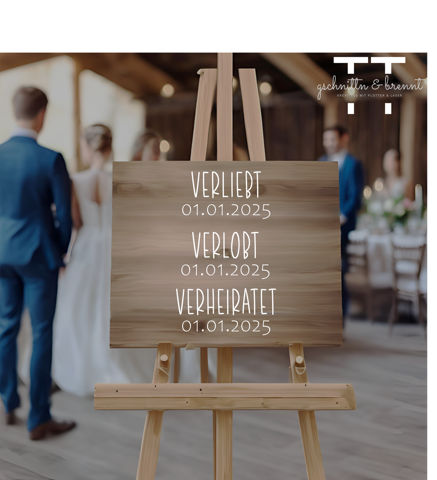 Aufkleber | Verliebt, Verlobt, Verheiratet | Deko für Hochzeit | Vinylfolie