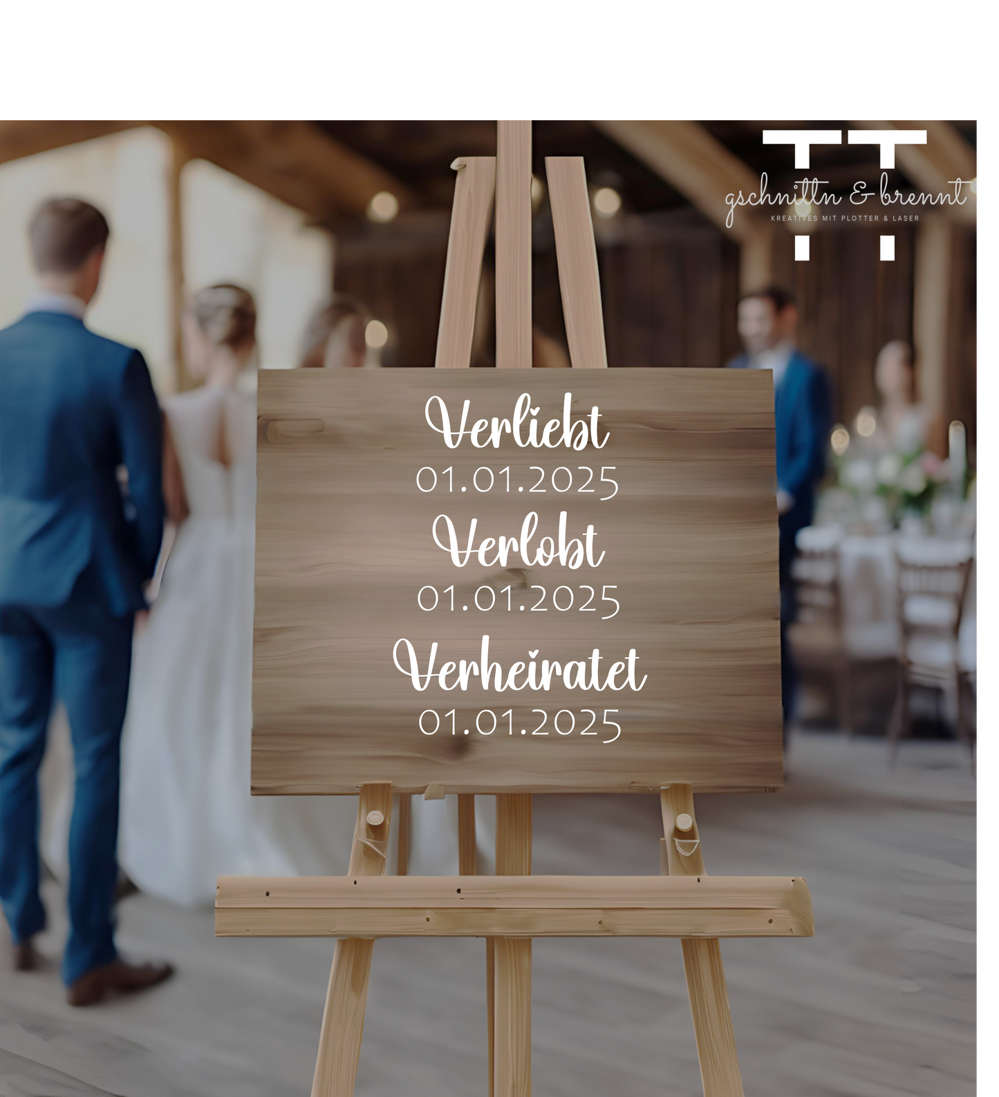 Aufkleber | Verliebt, Verlobt, Verheiratet | Deko für Hochzeit | Vinylfolie