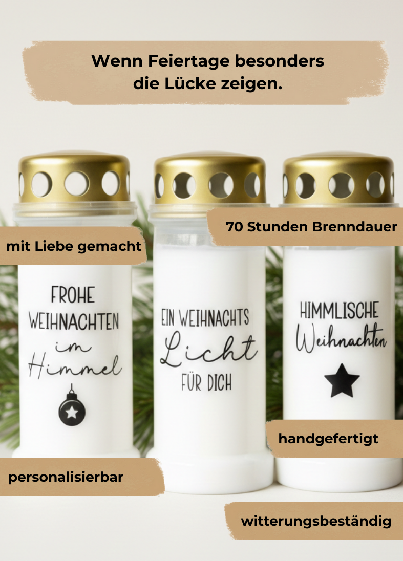 Grabkerze für Weihnachten | 70h Brenndauer