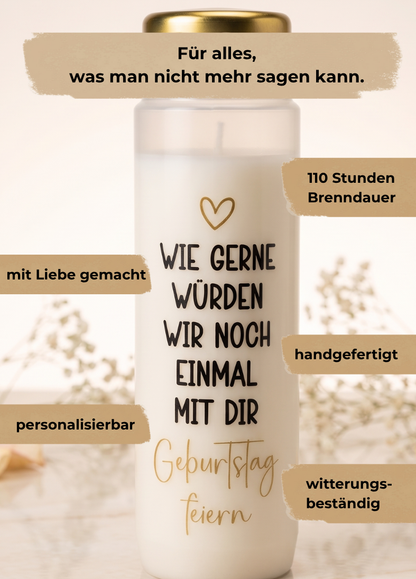 Grabkerze | Geburtstag feiern | 110h Brenndauer