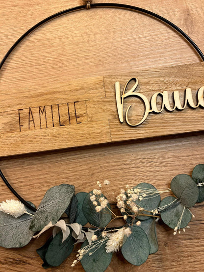 Türkranz | Metallring | Willkommensschild | Familie | Trockenblumen | Loop