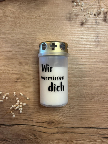 Grabkerze | Trauerkerze | Erinnerungslicht | personalisiert | Gedenken | Allerheiligen