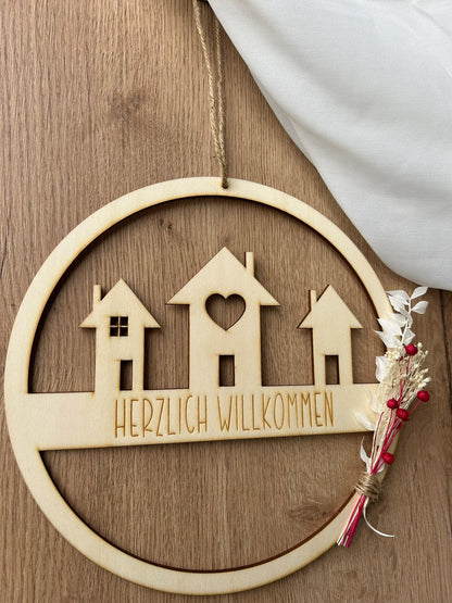Willkommensschild | Türkranz | Herzlich Willkommen | Personalisiert mit Namen
