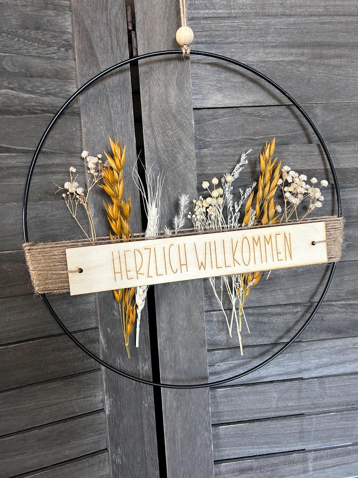 Türkranz | Metallring | Herzlich Willkommen | Trockenblumen | Willkommensschild | Loop
