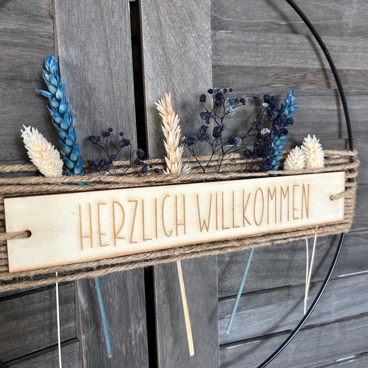 Türkranz | Metallring | Herzlich Willkommen | Trockenblumen | Willkommensschild | Loop