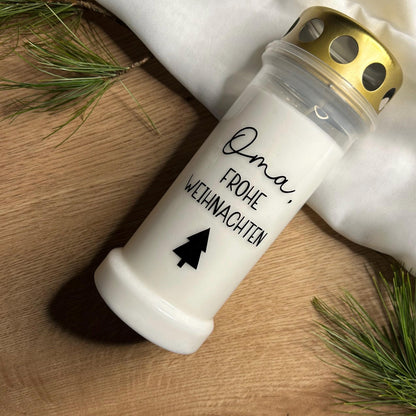 Grabkerze 'frohe Weihnachten' | personalisiert | 70h Brenndauer